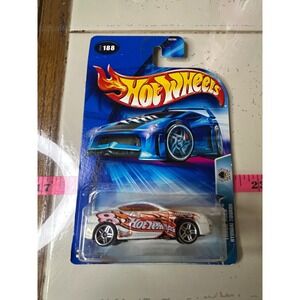 Hot Wheels 2003 188 Hyundai Tiburon White Orange Flames Track Stars Diecast Car
